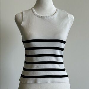 Stretchy Black and White Striped Tank Top